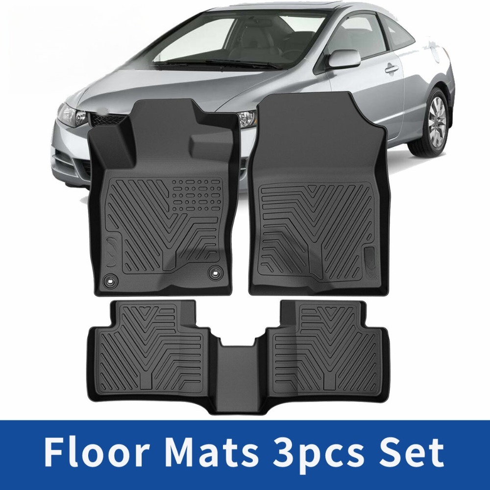 Car Floor Mat Rubber - Set di 3 Tappetini per Auto
